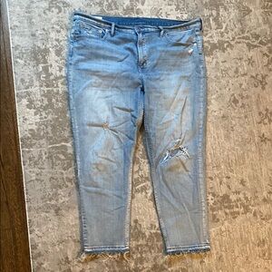 GAP High Rise Cigarette Distressed Light Wash Jeans